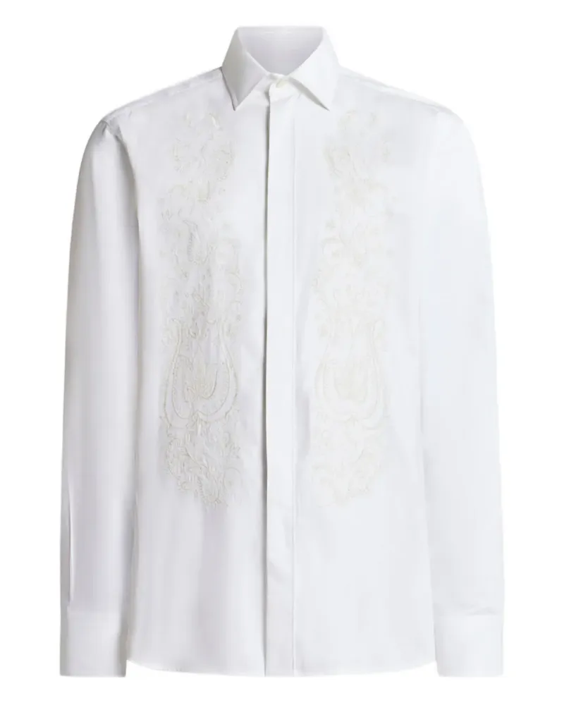 Etro Hemd mit Paisley-Blumenstickerei - Weiß Weiß