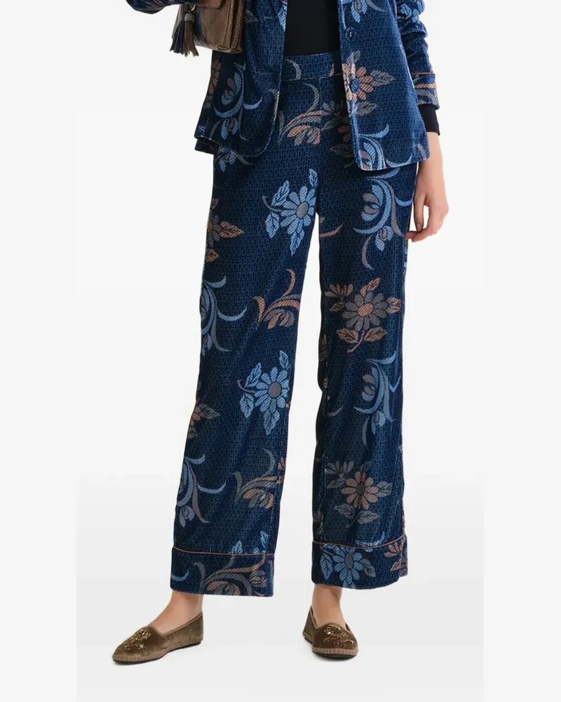 Maliparmi Cropped-Hose mit Blumenmuster - Blau Blau