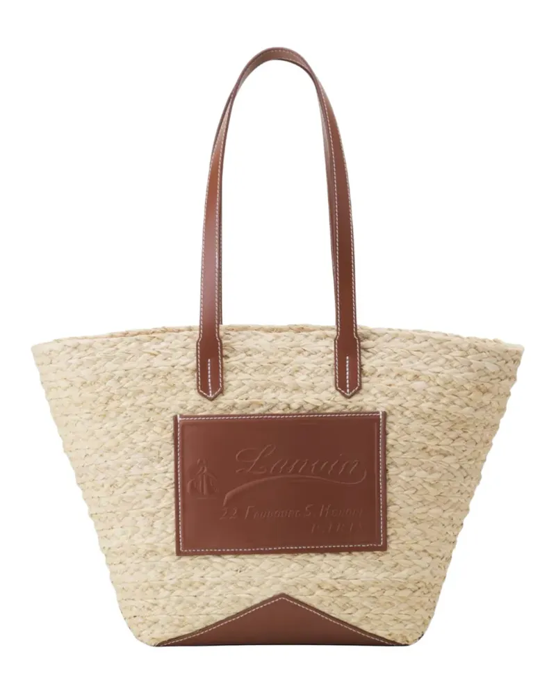 Lanvin medium Catch logo-patch tote bag - Nude Nude