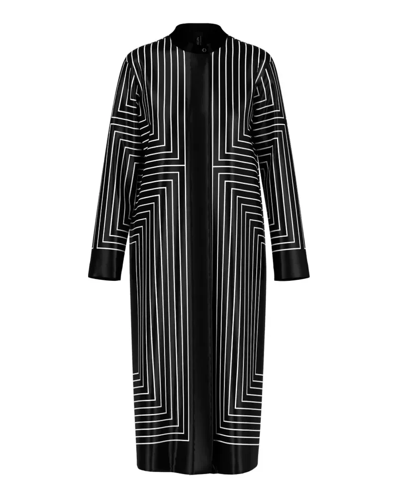 Marc Cain graphic-pattern long-sleeve midi dress - Schwarz Schwarz