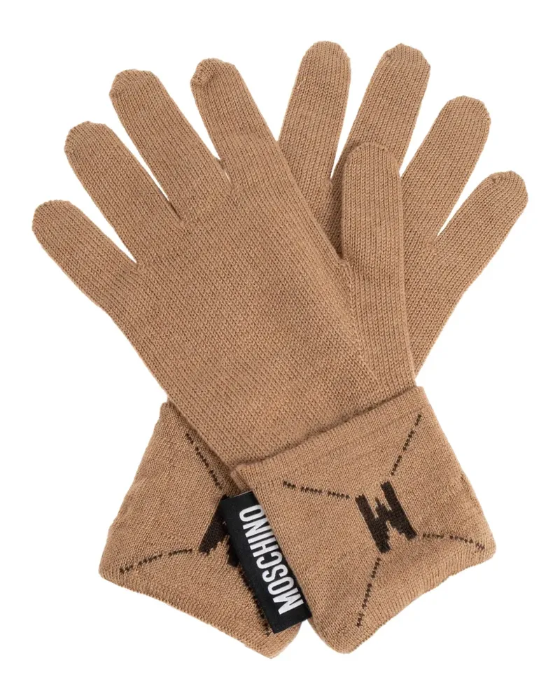 Moschino Handschuhe mit Logo-Schild - Nude Nude