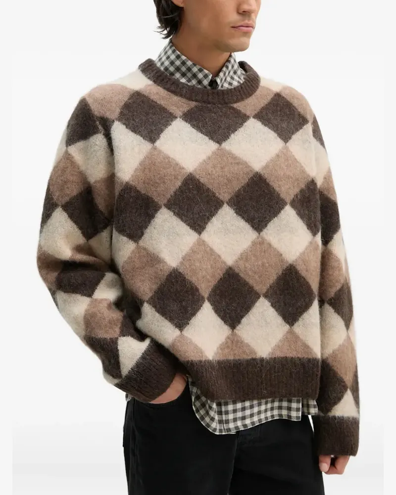 Won Hundred argyle-pattern crew-neck sweater - Braun Braun