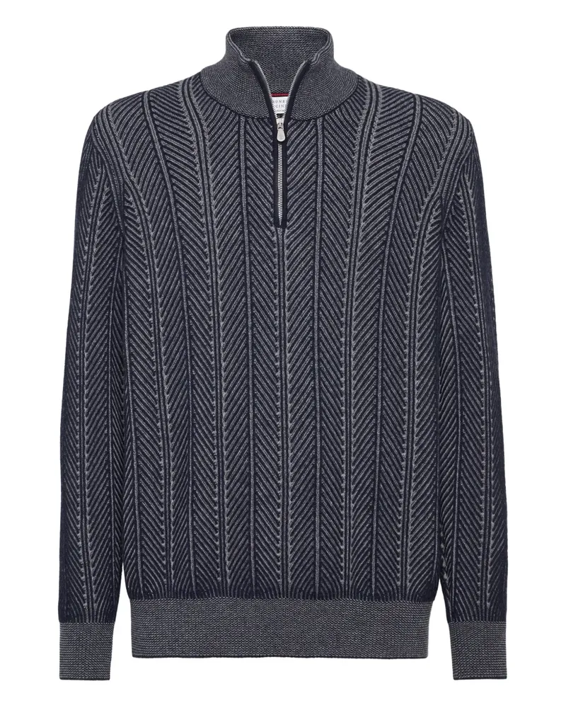 Brunello Cucinelli Kaschmirpullover mit Reißverschluss - Blau Blau