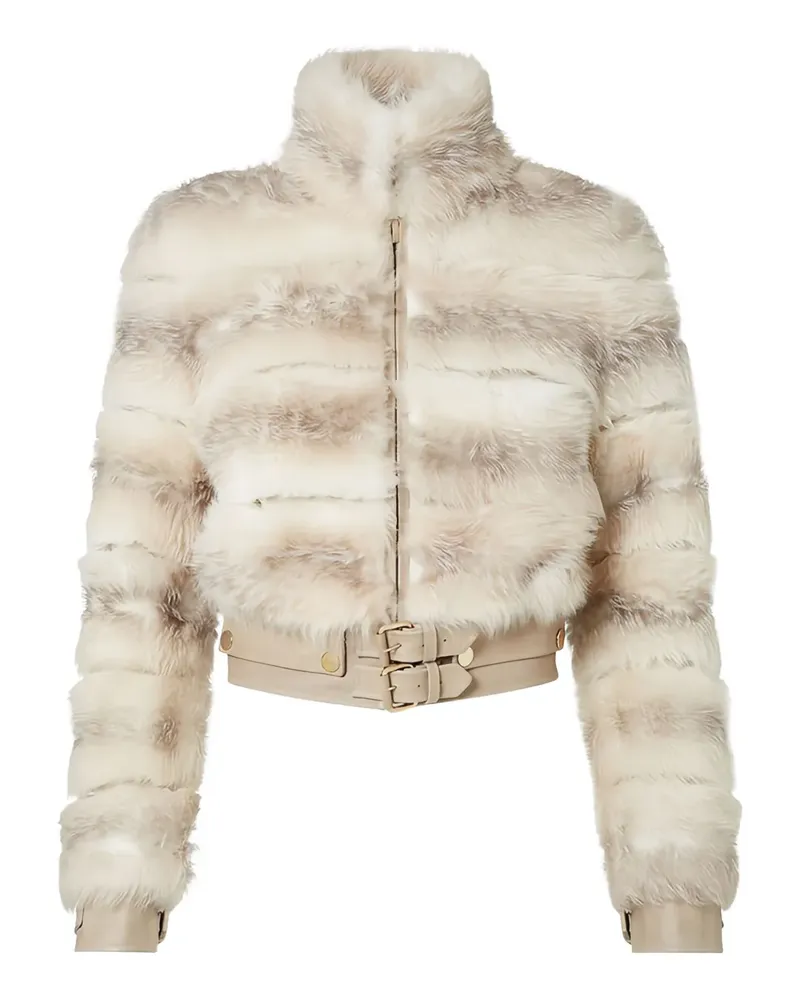 Fendi belted-waist fur coat - Weiß Weiß