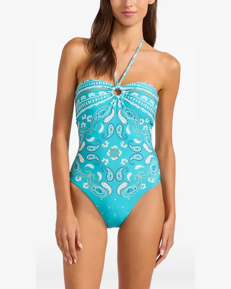 Seafolly Australia paisley-print ring-detail swimsuit - Blau Blau