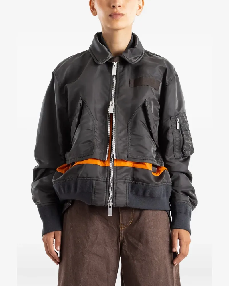 Sacai Hybrid Sportjacke mit Einsätzen - Schwarz Schwarz