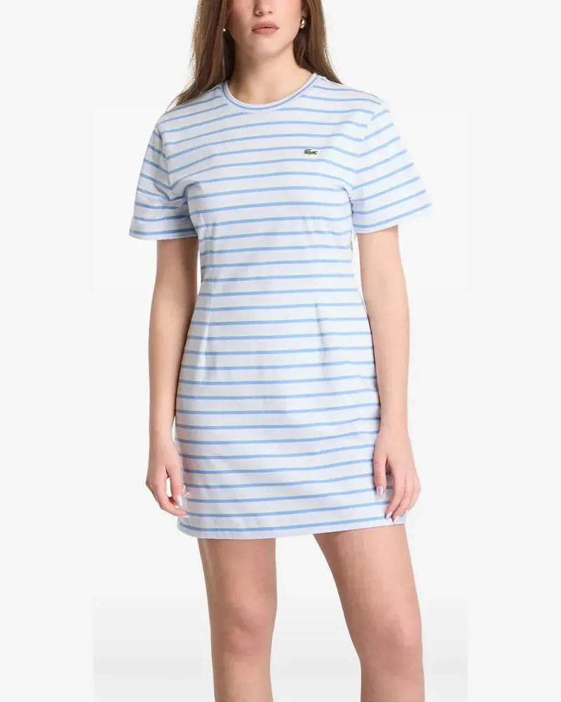 Lacoste striped logo-patch mini dress - Blau Blau