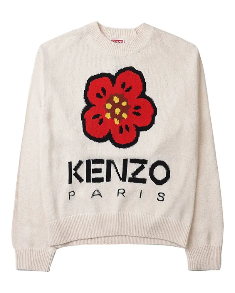 Kenzo Pullover aus Blumenjacquard mit Logo - Weiß Weiß