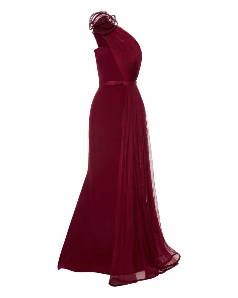 Ana Radu Maxikleid mit Rosenverzierung - Rot Rot