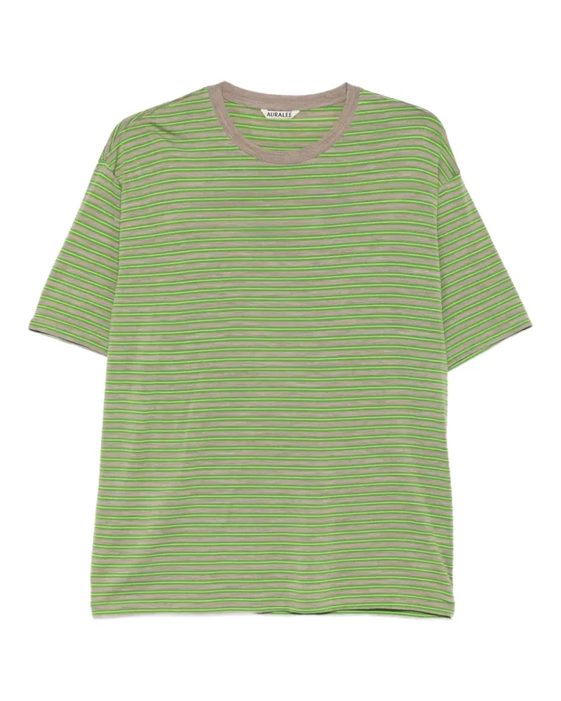 AURALEE Gestreiftes T-Shirt - Grün Grün