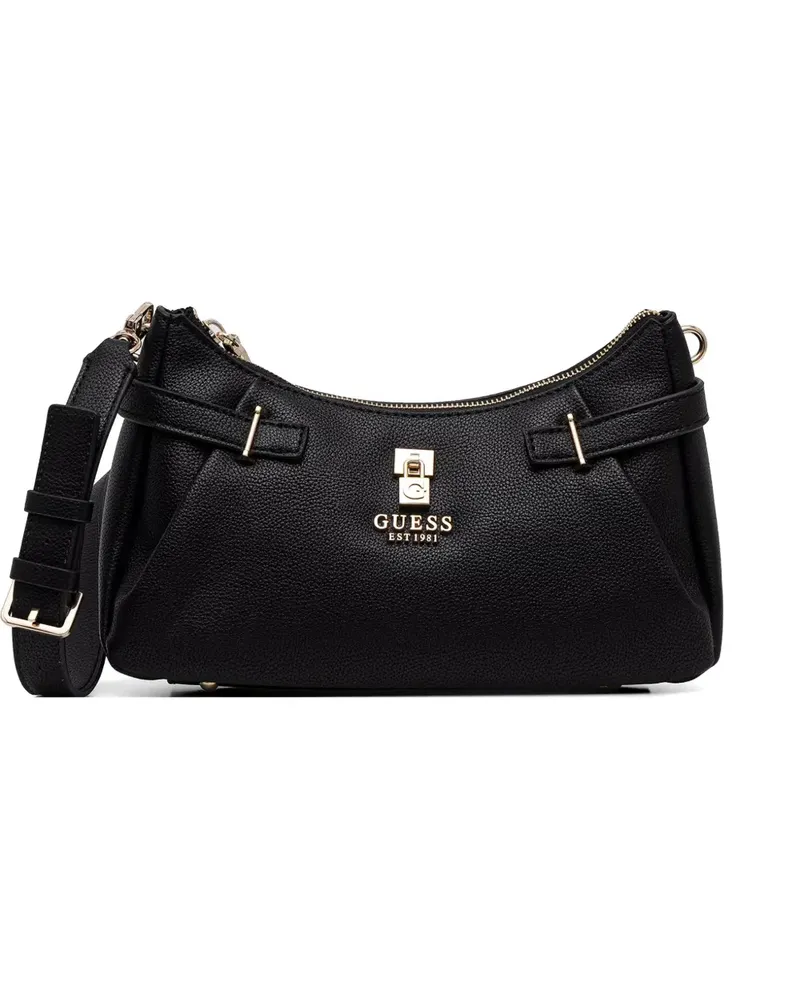 Guess Yesba pebbled-effect padlock shoulder bag - Schwarz Schwarz