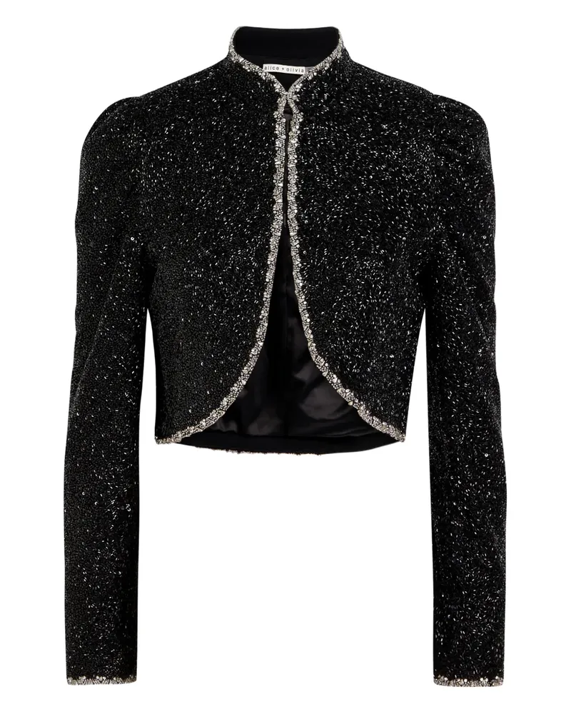 Alice + Olivia Cropped-Jacke mit Pailletten - Schwarz Schwarz