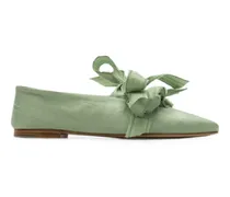 Mille-feuille bow-detail silk ballet flats - Grün
