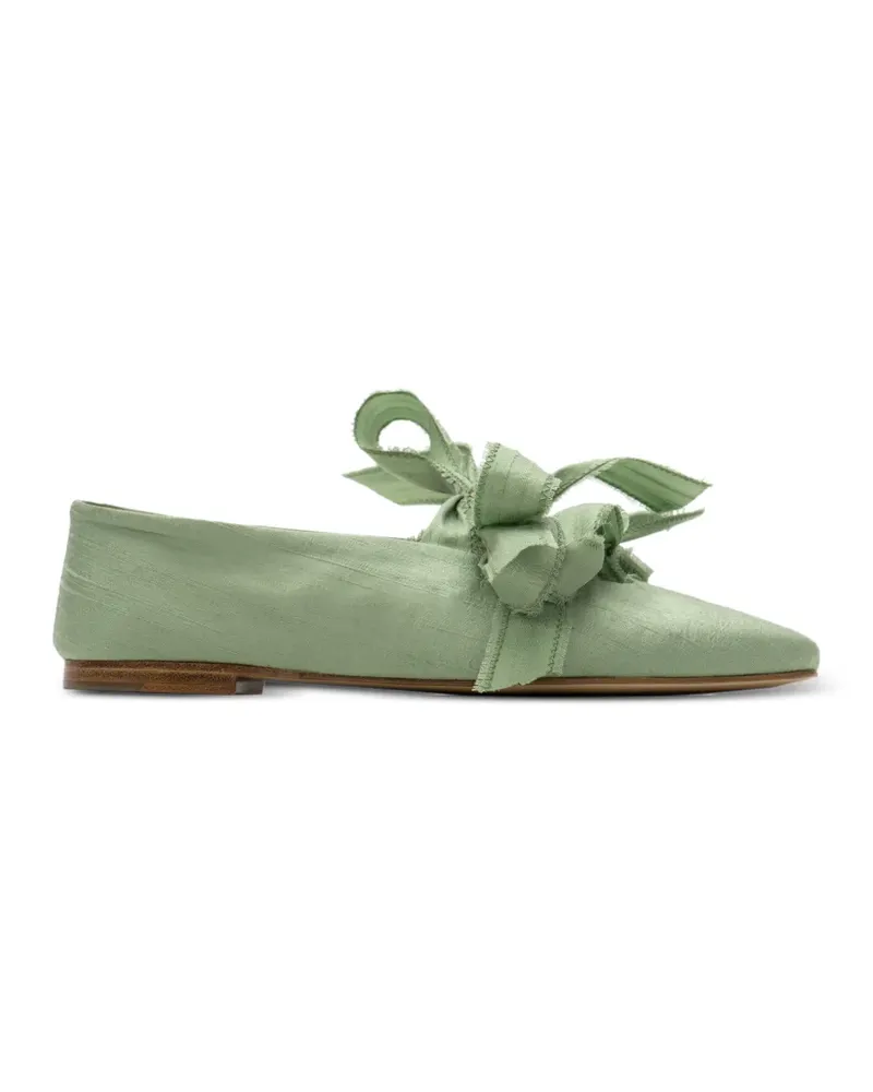 SLEEPER Mille-Feuille Ballerinas aus Seide mit Schleifendetail - Grün Grün