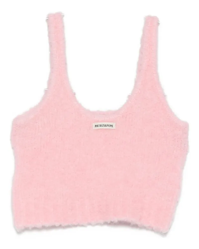 Patrizia Pepe Strickoberteil mit Logo-Patch - Rosa Rosa