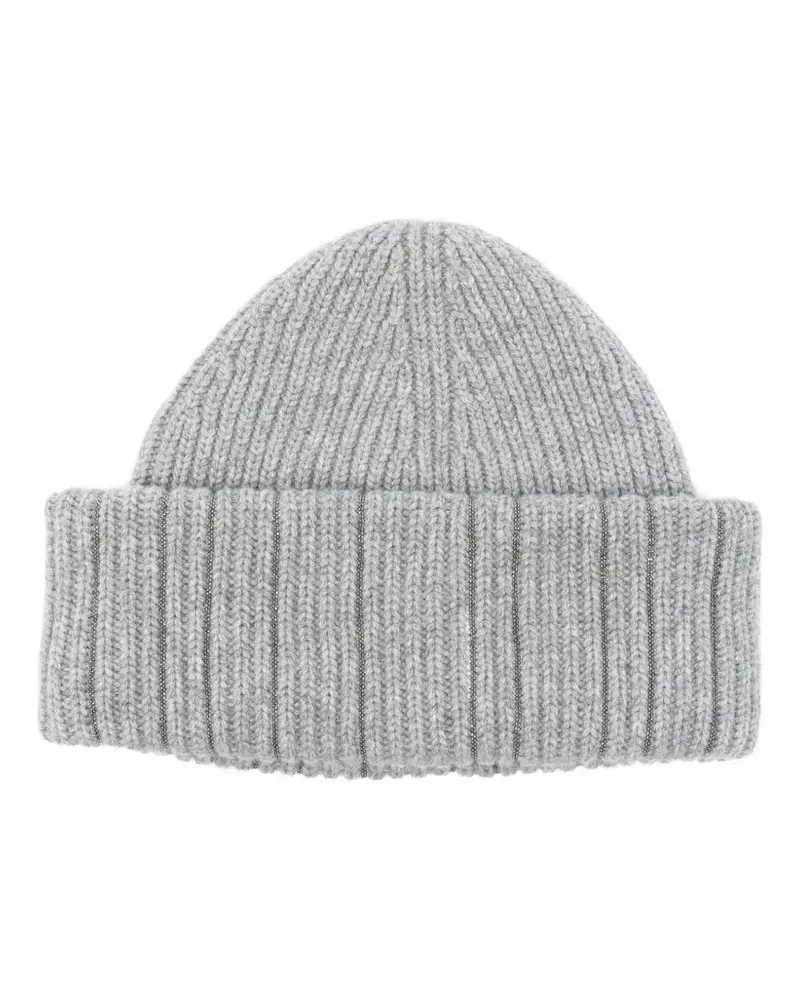 Fabiana Filippi Gerippte Beanie mit Metallic-Garn - Grau Grau