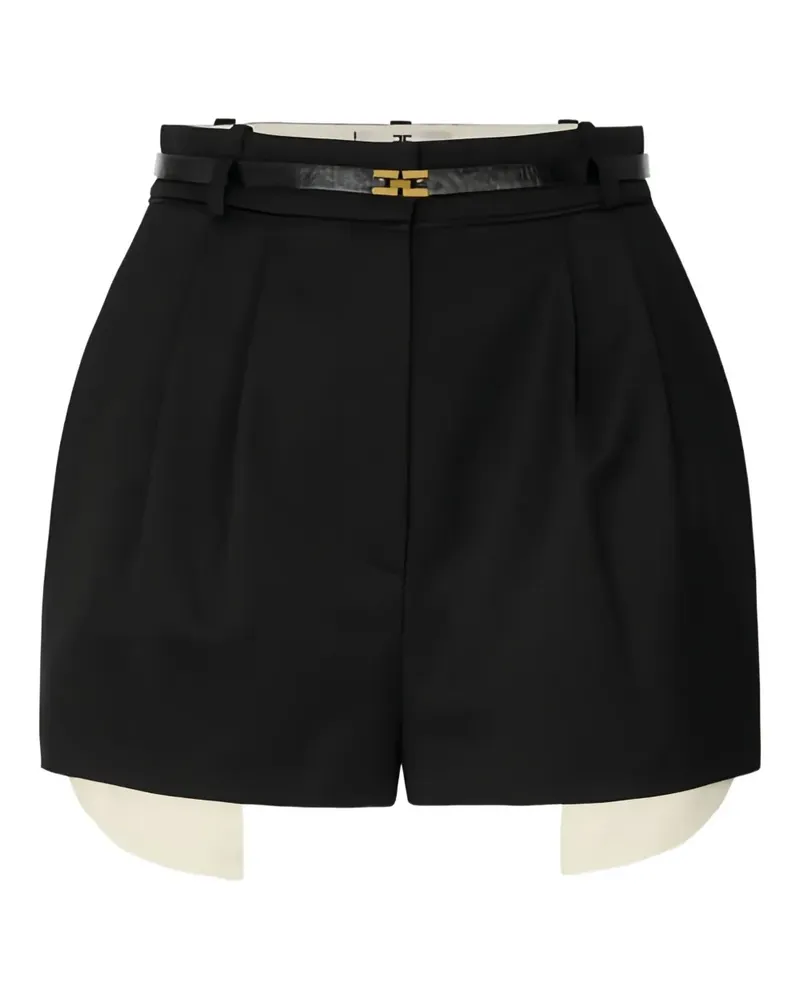 Elisabetta Franchi Gürtel-Shorts mit Paspeln aus Satin - Schwarz Schwarz