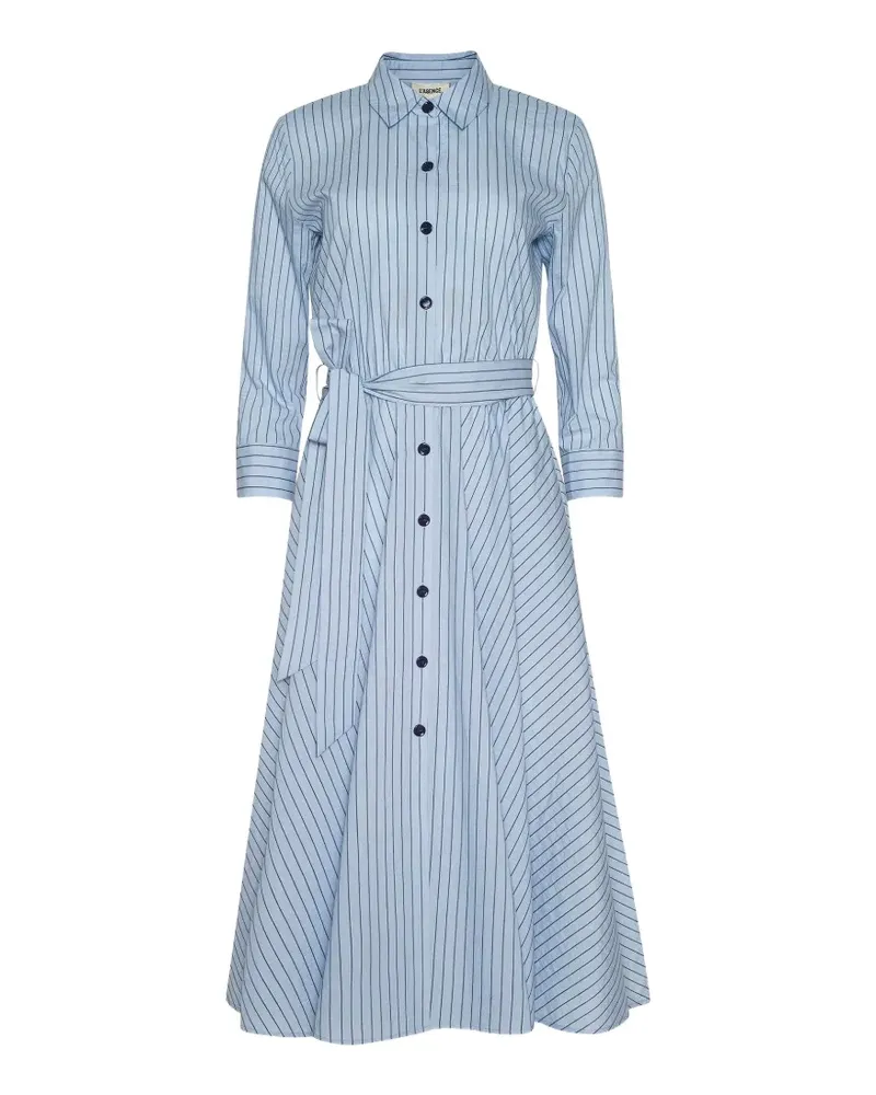 L'Agence Gestreiftes Ralphie Midi-Hemdkleid - Blau Blau