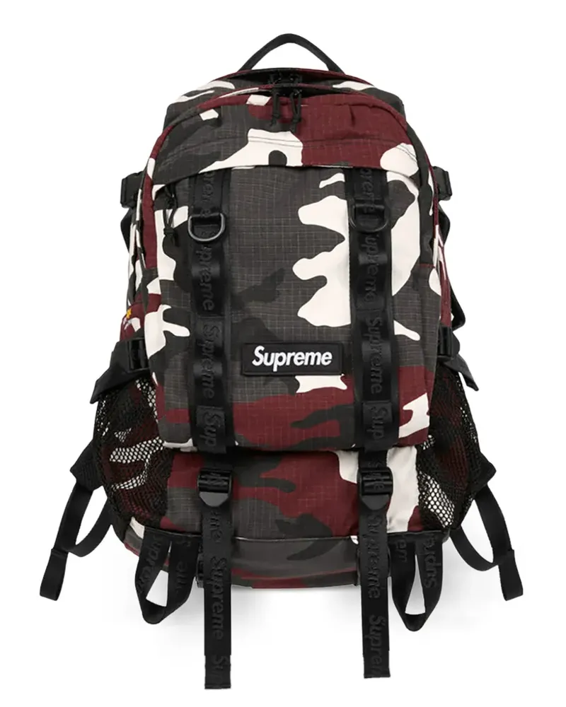 Supreme Being Gemusterter Rucksack mit Logo-Detail - Rot Rot