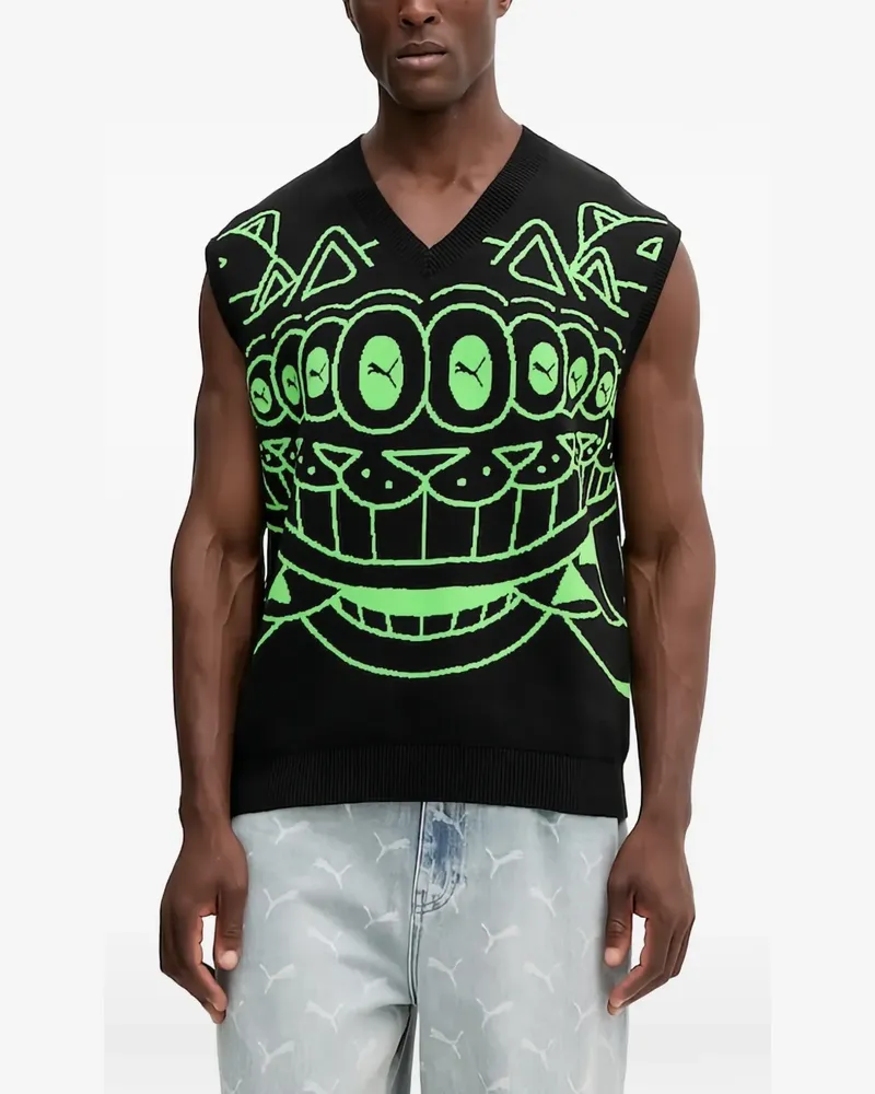 Puma x Ripndip graphic V-neck sleeveless sweater - Schwarz Schwarz