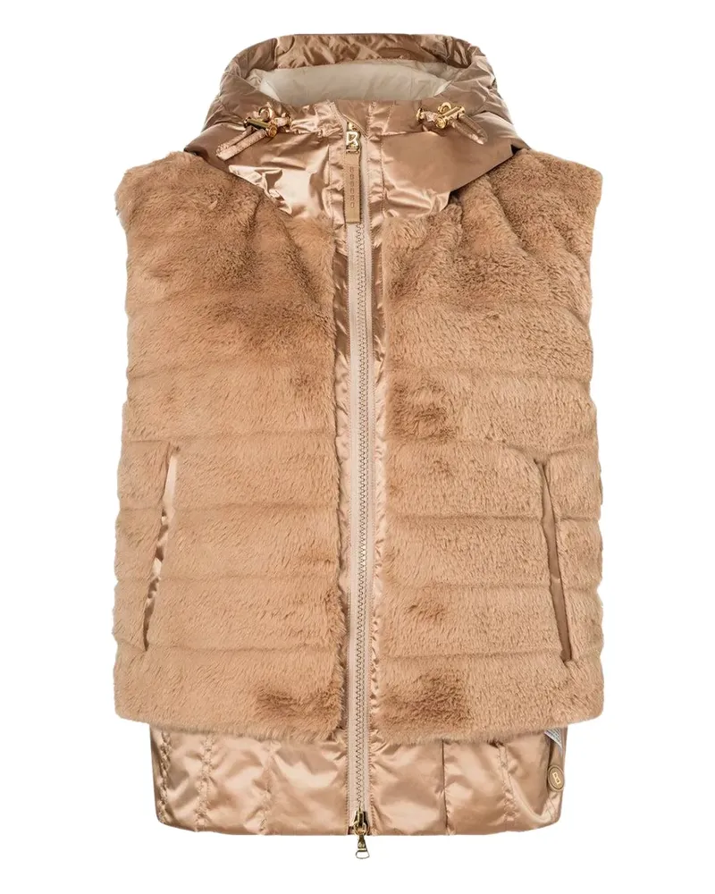 Bogner Yumi quilted faux-fur hooded gilet - Nude Nude