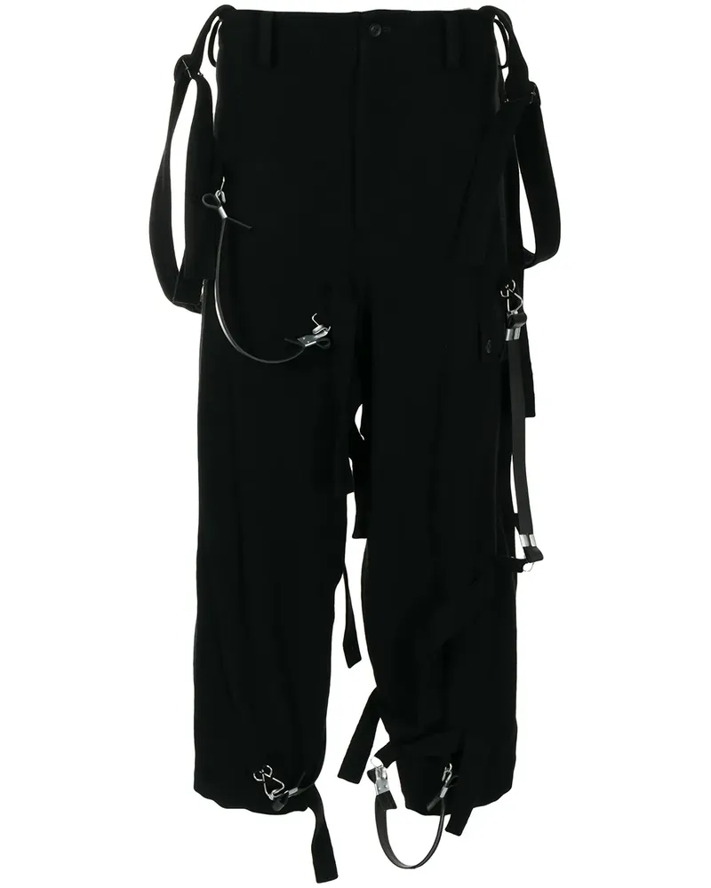 Yohji Yamamoto Hose mit Hosenträgern - Schwarz Schwarz