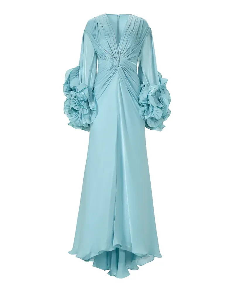 COSTARELLOS Dulcie Georgette-Maxikleid mit Rüschenärmeln - Blau Blau