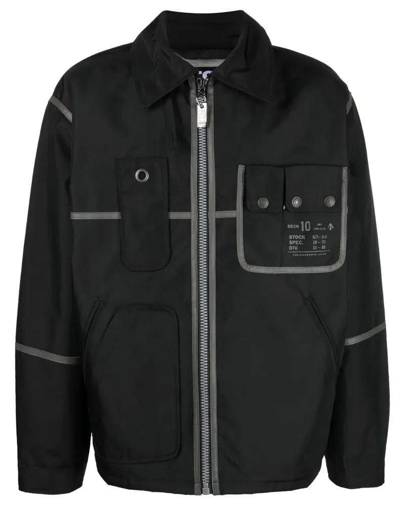 Diesel Canvas-Jacke mit Paspeln - Schwarz Schwarz
