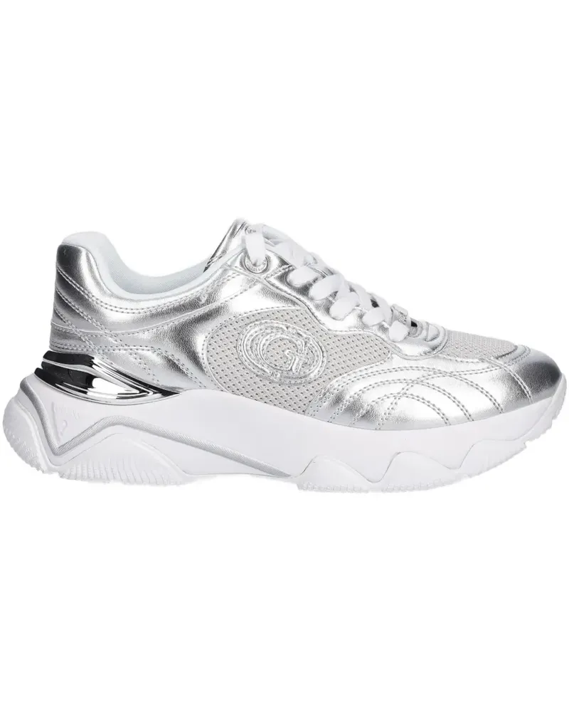 Guess perforated logo low-top sneakers - Silber Silber