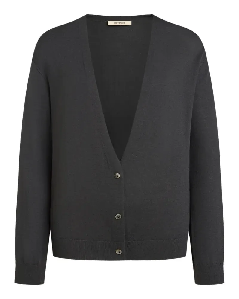 12 STOREEZ Cardigan mit V-Ausschnitt - Grau Grau