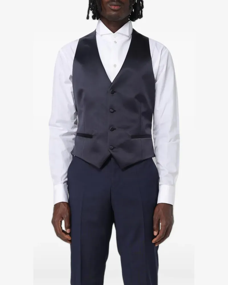 Emporio Armani single-breasted satin waistcoat - Schwarz Schwarz