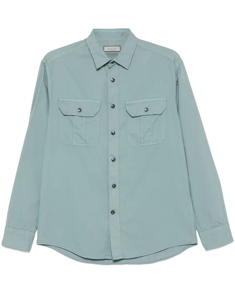Canali Klassisches Twill-Hemd - Blau Blau