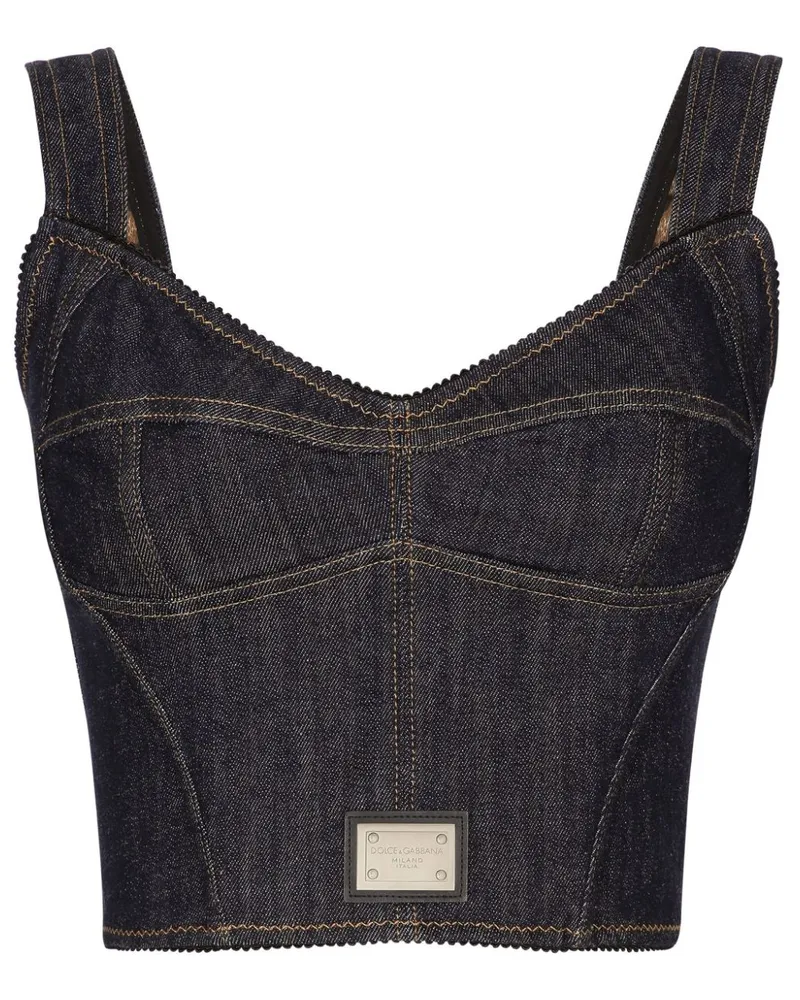 Dolce & Gabbana Top mit Logo-Applikation - Grau Grau