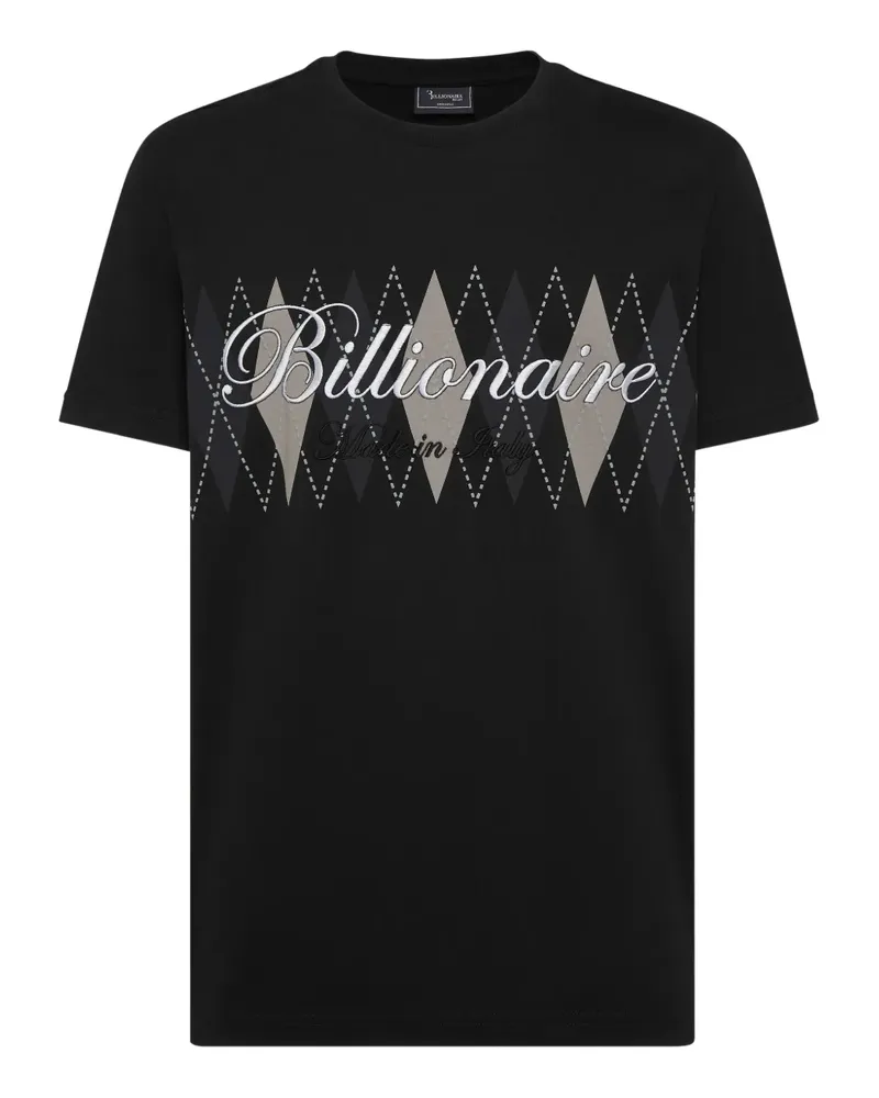 Billionaire T-Shirt mit Argyle-Muster - Schwarz Schwarz