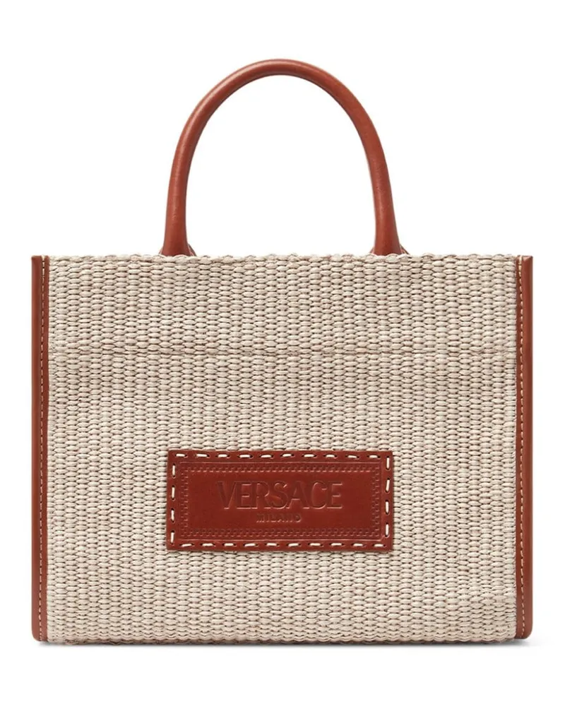 Versace Kleine Athena Tote Bag aus Raffiabast - Braun Braun