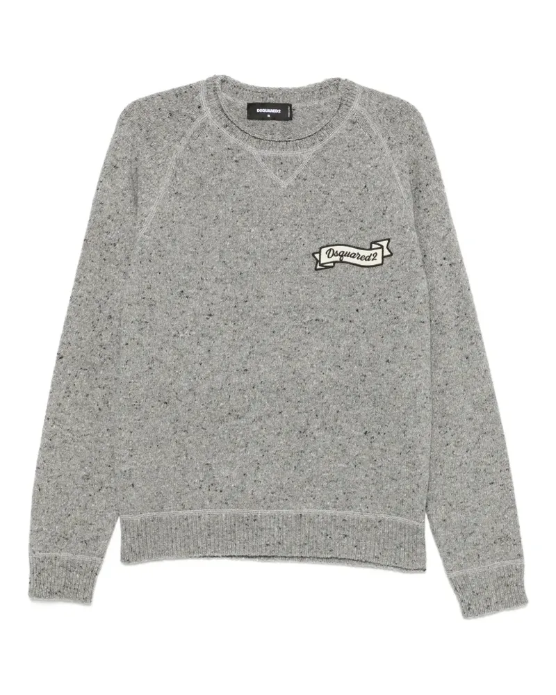 Dsquared2 Melierter Pullover mit Logo-Patch - Grau Grau