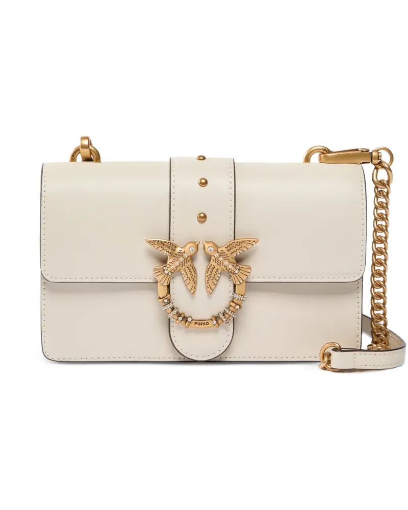 Pinko Mini Love Bag One Umhängetasche aus Leder mit Schmuckschnalle - Nude Nude