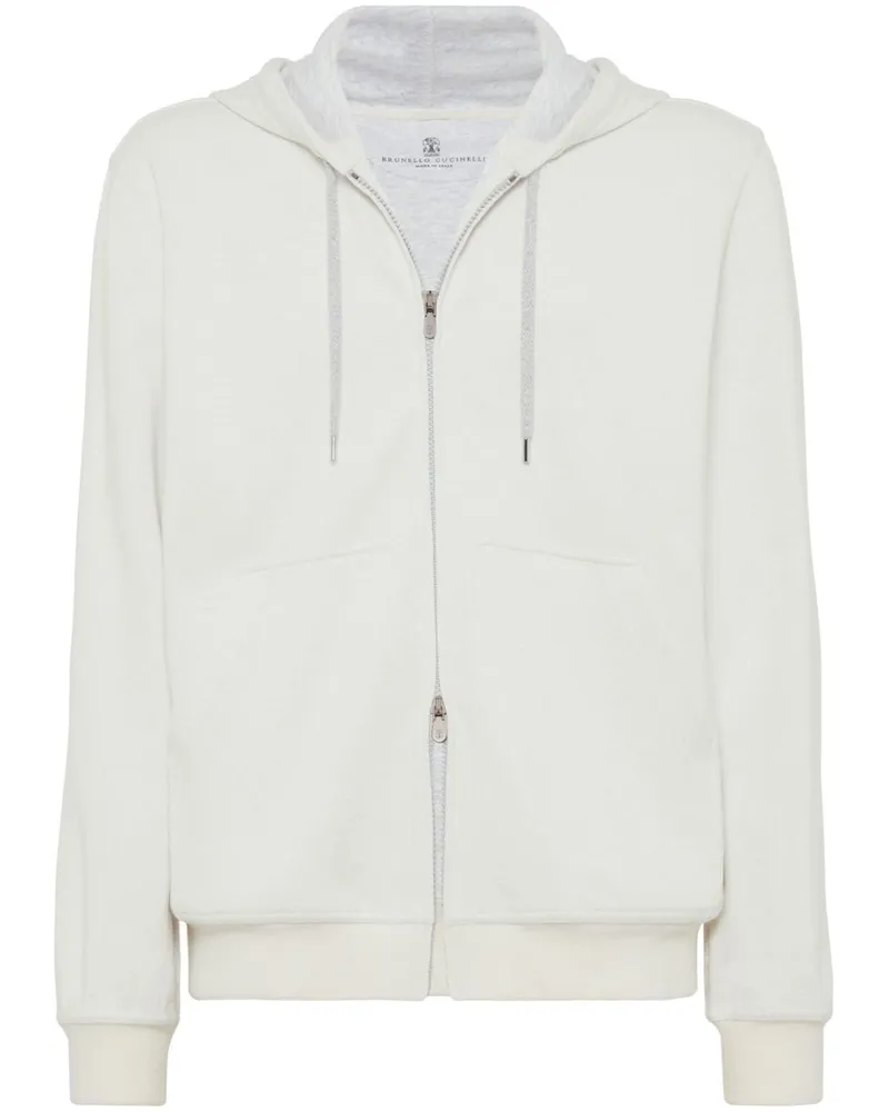 Brunello Cucinelli Kapuzenjacke aus Jersey - Weiß Weiß