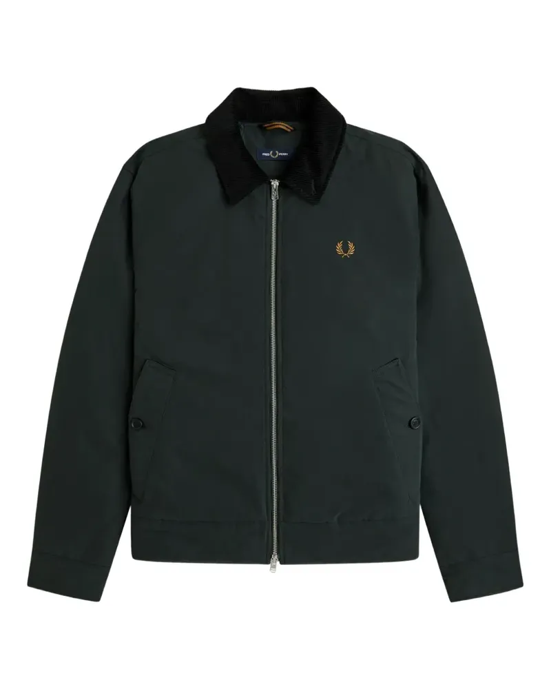 Fred Perry Bedale Jacke mit Cordkragen und Logo-Stickerei - Grün Grün