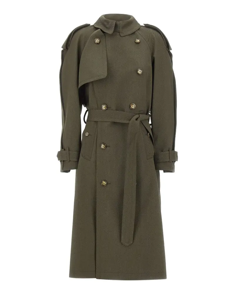 Victoria Beckham Doppelreihiger Esmee Trenchcoat aus Schurwolle - Grün Grün