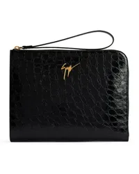 Giuseppe Zanotti Fabian Clutch mit Kroko-Effekt Schwarz