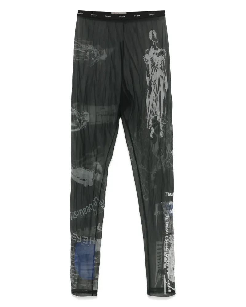 Yohji Yamamoto Leggings mit Print - Schwarz Schwarz