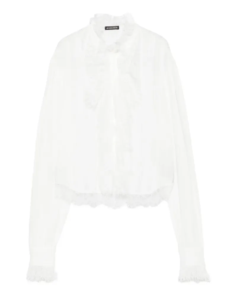 Ann Demeulemeester Gerüschtes T-Shirt mit Spitzenbesatz - Weiß Weiß