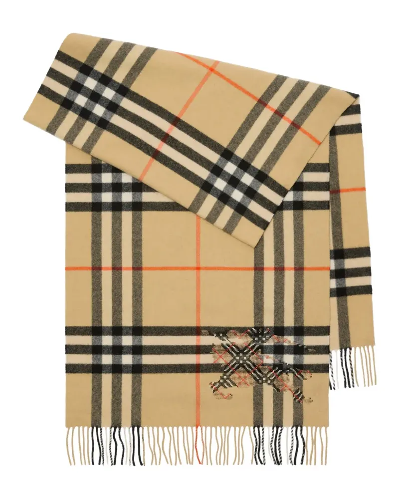 Burberry wide cross stitch EKD Check cashmere scarf - Nude Nude