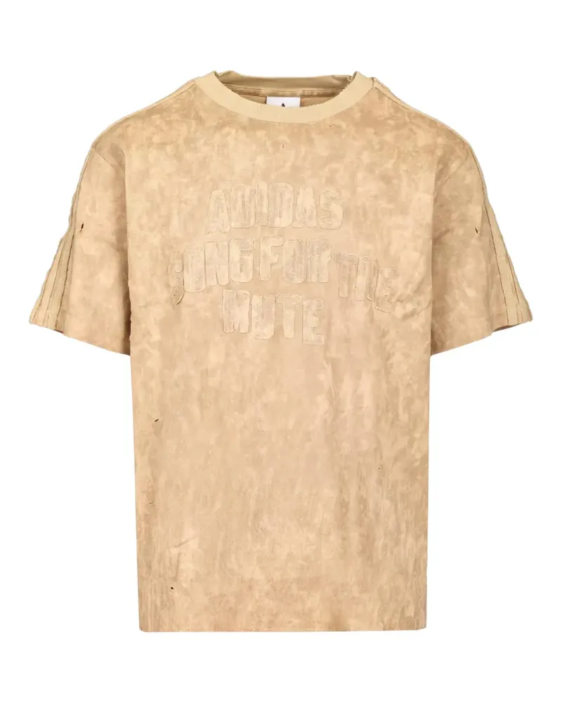 Song For The Mute x adidas Distressed-T-Shirt mit Logo-Applikation - Nude Nude
