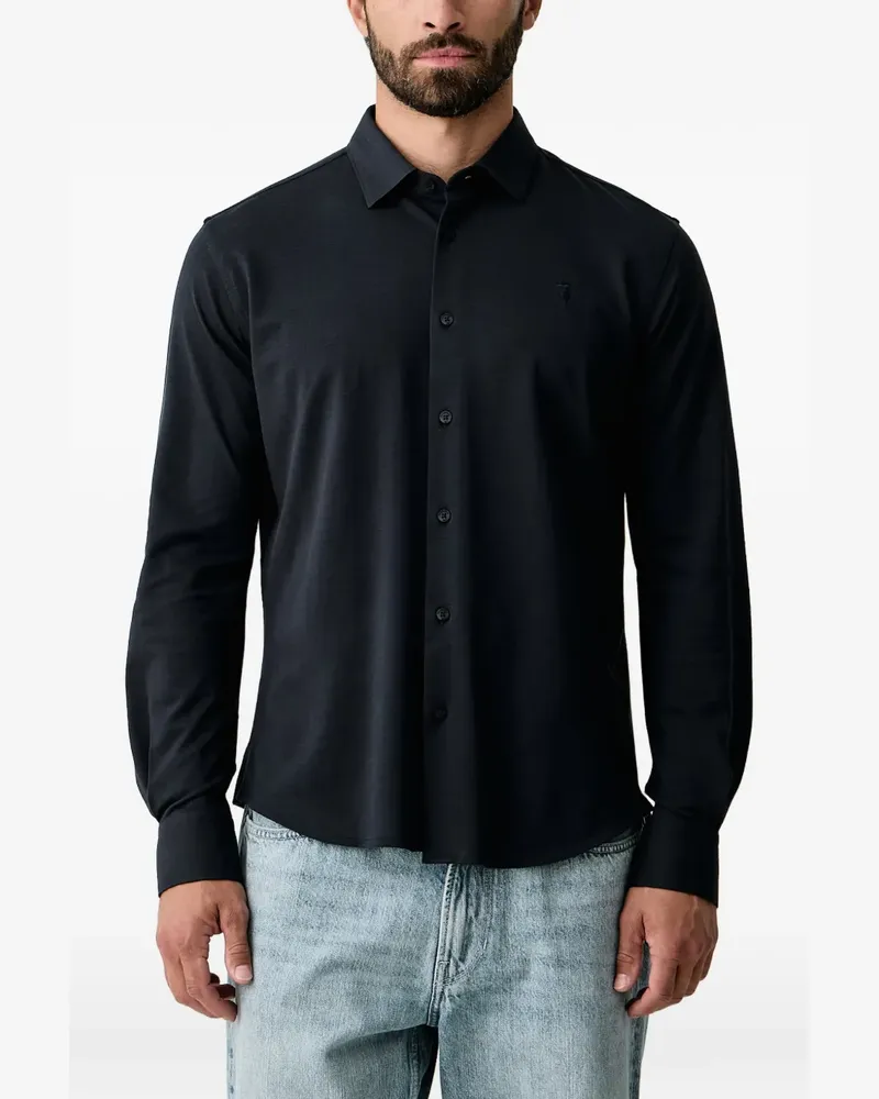 Trussardi Hemd aus Piqué mit Logo - Blau Blau