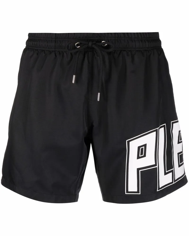 Philipp Plein Badeshorts mit Logo-Print - Schwarz Schwarz