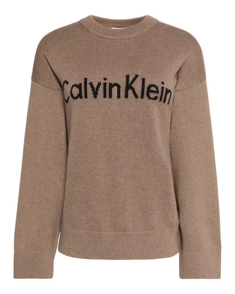 Calvin Klein Gestrickter Pullover mit Logo - Braun Braun