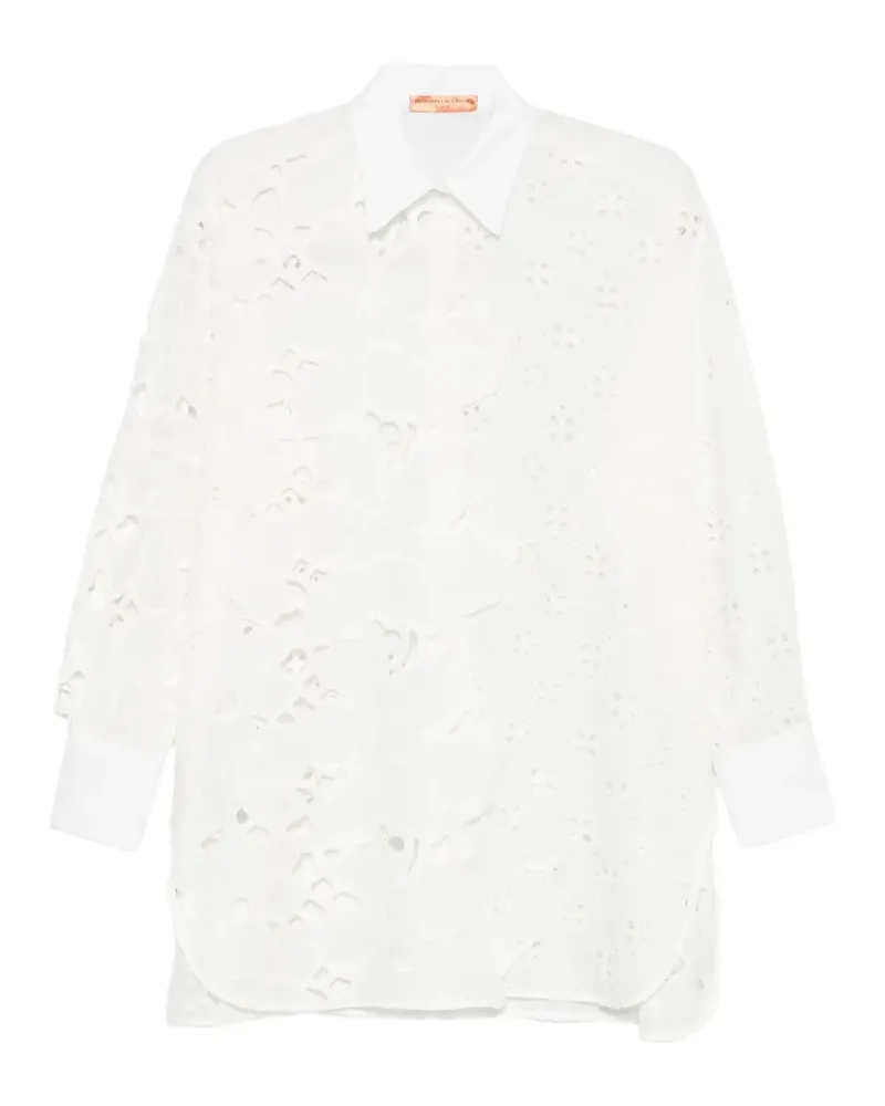 Ermanno Scervino broderie-anglaise floral-detail shirt - Weiß Weiß