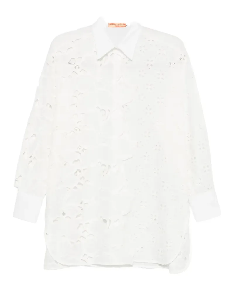 Ermanno Scervino broderie-anglaise floral-detail shirt - Weiß Weiß